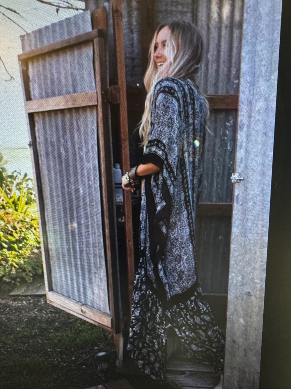 Three Bird Nest Black & White Paisley Kimono Duster one size - Picture 6 of 16